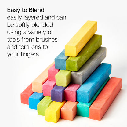 Square Chalk Pastels - 64 Colors