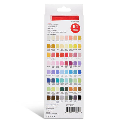Square Chalk Pastels - 64 Colors