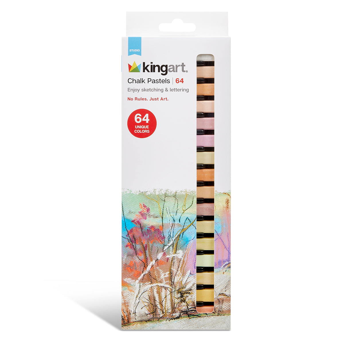 Square Chalk Pastels - 64 Colors
