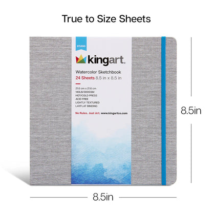 Hardcover Watercolor Sketchbook - 8.5” x 8.5” 140lb (300g) - 24 Sheets
