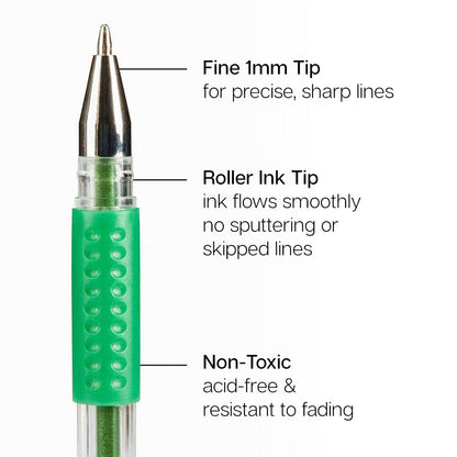 Gel Pens - Comfort Grip - 30 Glitter Colors
