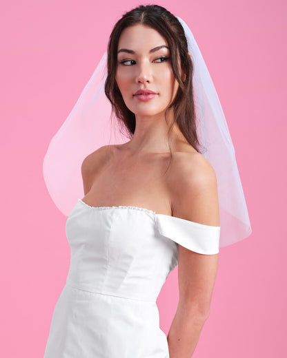 Bride To Be Veil - white embroidered veil