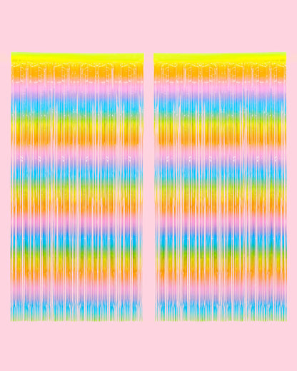 Pastel Party Curtain - rainbow foil curtain