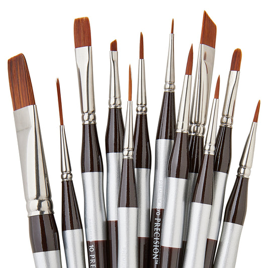 Precision™ Amber Taklon Comfort Handle Brush Set - 12 pc
