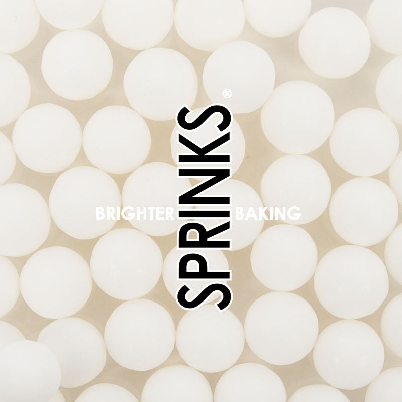 MATTE WHITE CACHOUS 10MM PEARL BEADS BY SPRINKS