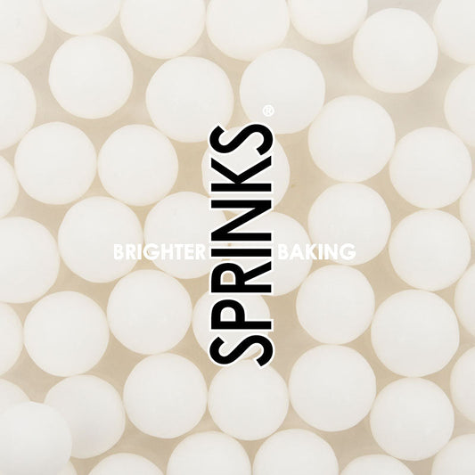 MATTE WHITE CACHOUS 10MM PEARL BEADS BY SPRINKS