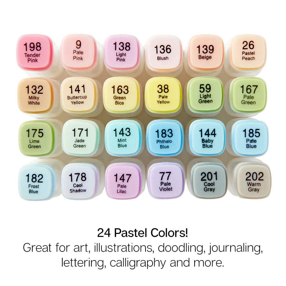 PRO Double-Ended Alcohol Markers - 24 Pastel Colors
