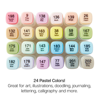 PRO Double-Ended Alcohol Markers - 24 Pastel Colors