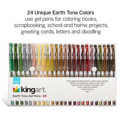 Gel Pens - Comfort Grip - Earth Tone - 24 Colors