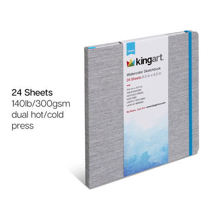 Hardcover Watercolor Sketchbook - 8.5” x 8.5” 140lb (300g) - 24 Sheets