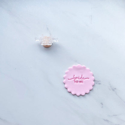 "BRIDE TO BE" TINY TEXT STAMP BY LITTLE BISKUT
