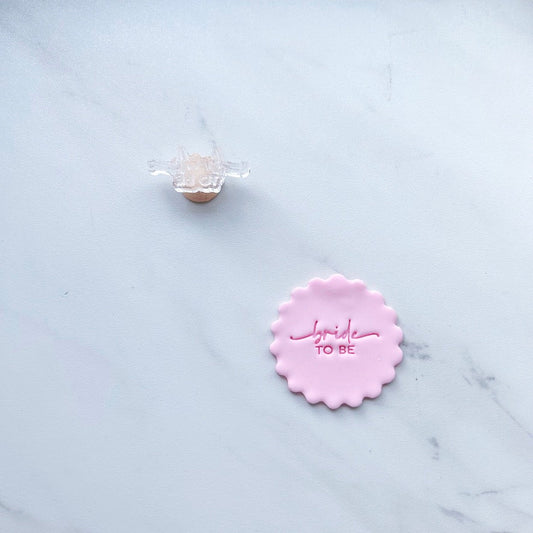 "BRIDE TO BE" TINY TEXT STAMP BY LITTLE BISKUT