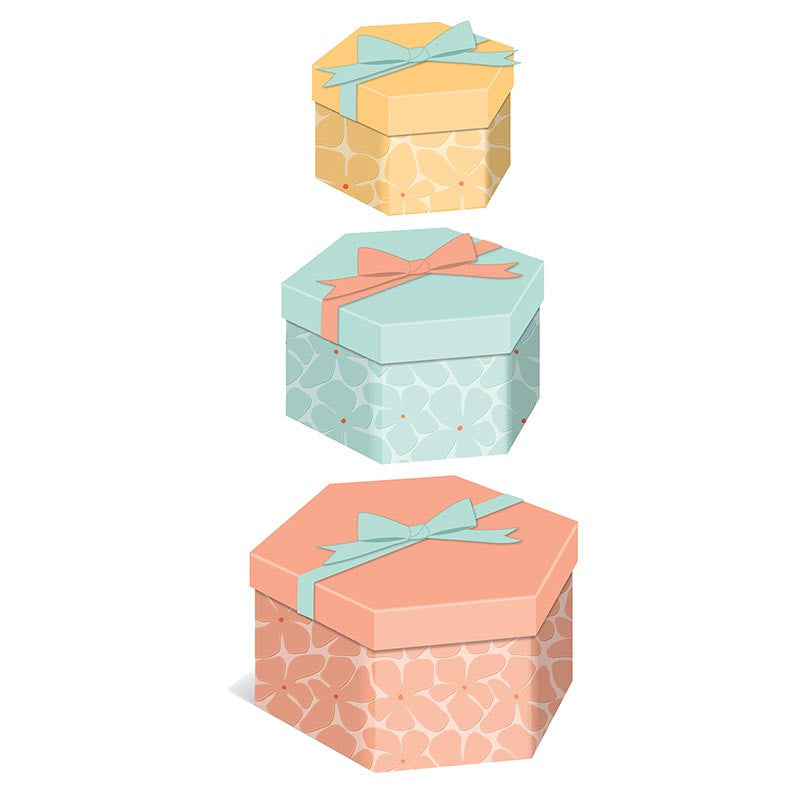 Set of 3 Gift Box Nested - Modern Color Hexagon
