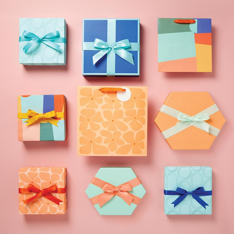 Set of 3 Gift Box Nested - Color Block Square