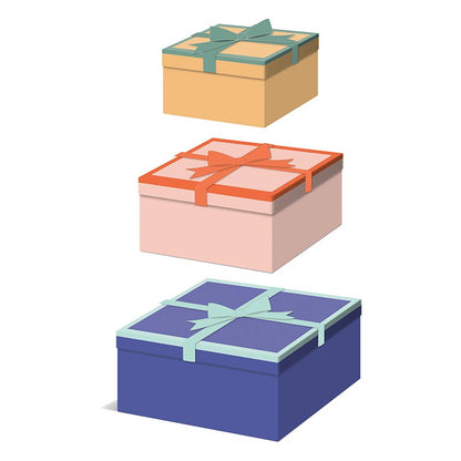 Set of 3 Gift Box Nested - Color Block Square