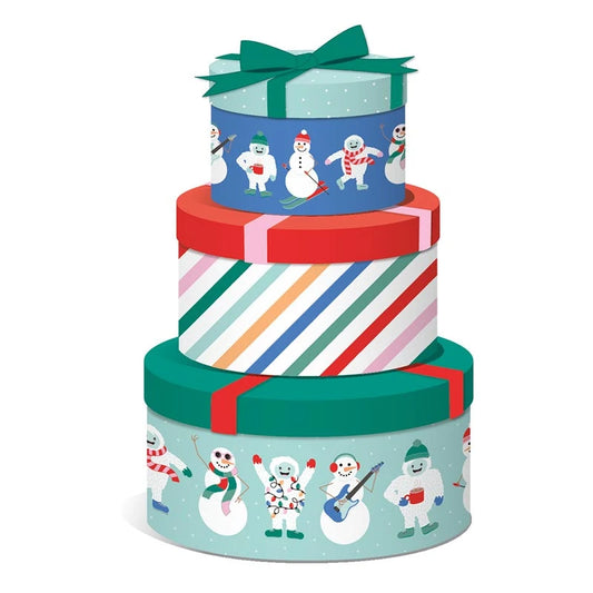 Set of 3 Gift Box Nested - Yeti Hexagon