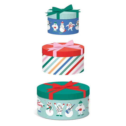 Set of 3 Gift Box Nested - Yeti Hexagon
