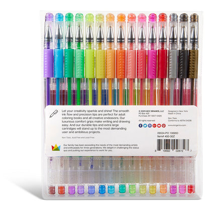 Gel Pens - Comfort Grip - 30 Glitter Colors