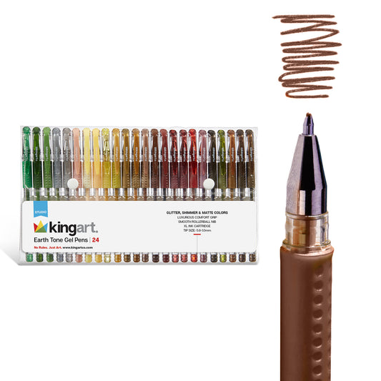 Gel Pens - Comfort Grip - Earth Tone - 24 Colors