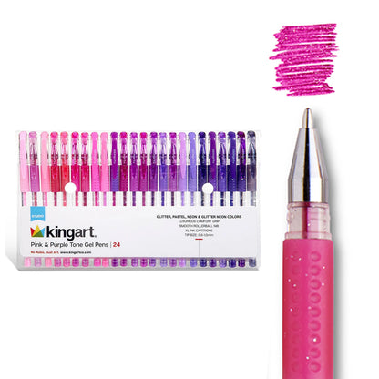 Gel Pens - Comfort Grip - Pink & Purple Tone - 24 Colors