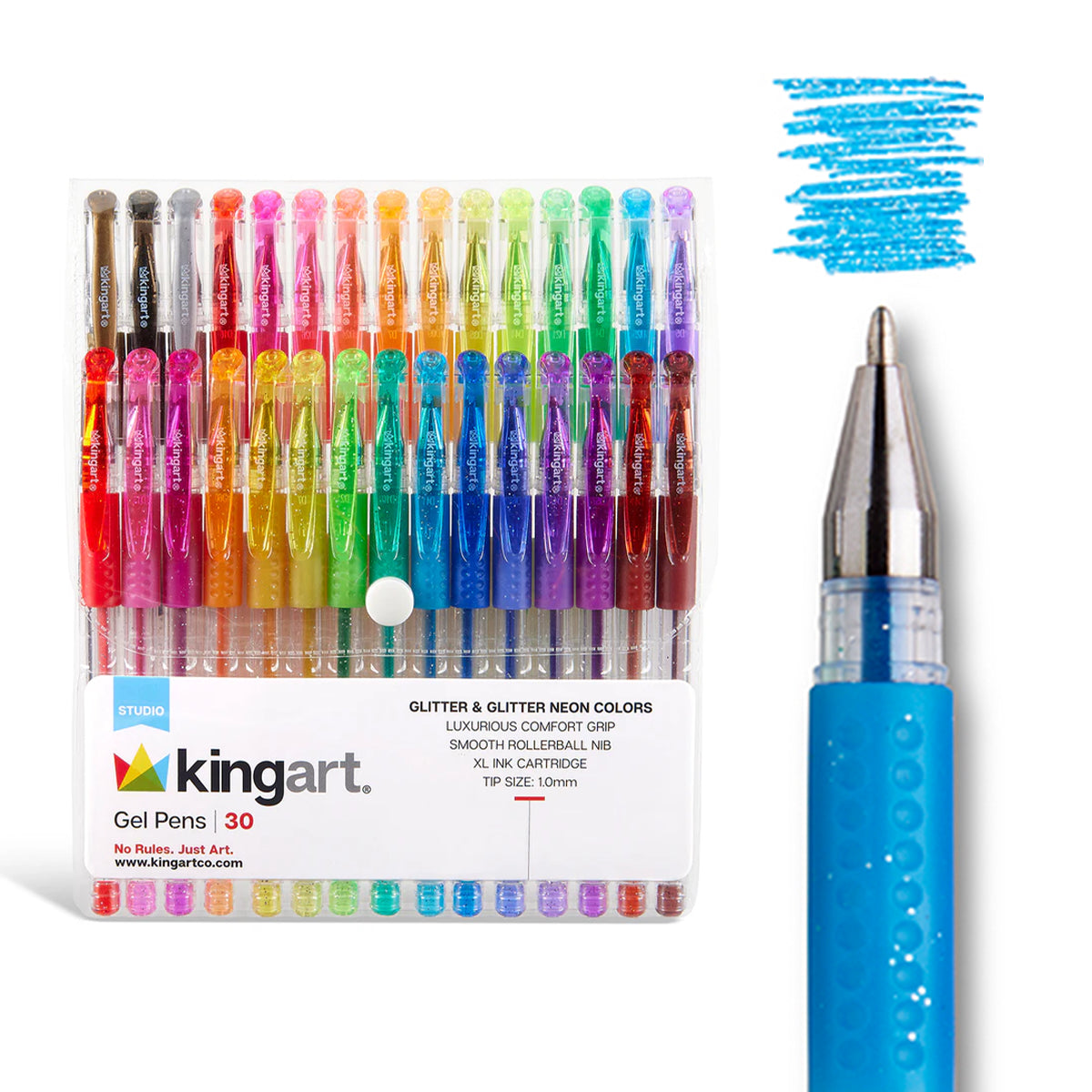 Gel Pens - Comfort Grip - 30 Glitter Colors