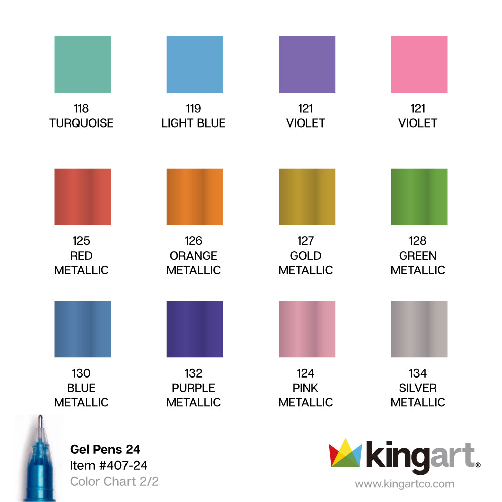 Gel Pens Variety Pack - Glitter, Metallic & Pastel Colors - 24 pc