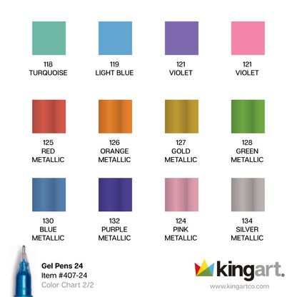 Gel Pens Variety Pack - Glitter, Metallic & Pastel Colors - 24 pc