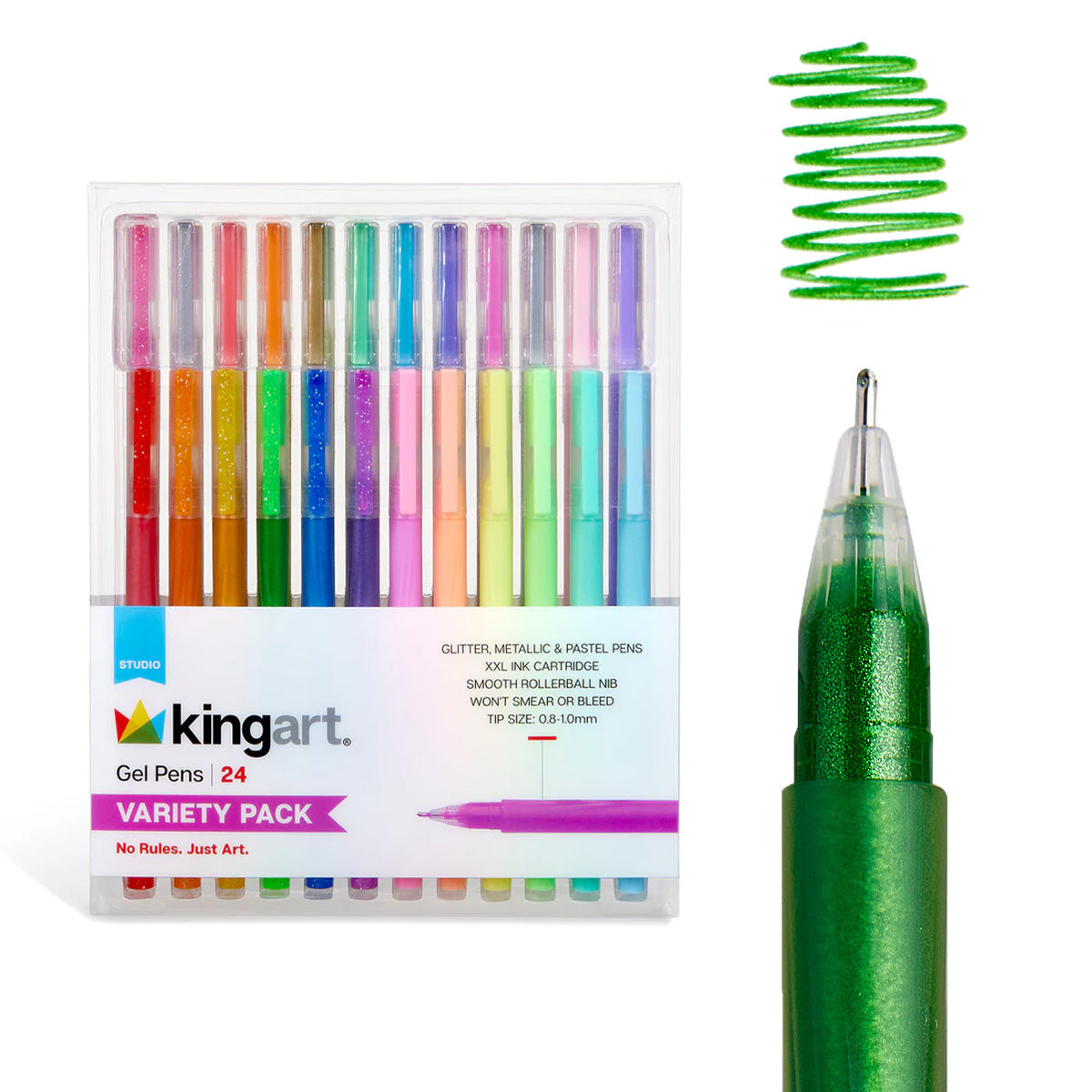Gel Pens Variety Pack - Glitter, Metallic & Pastel Colors - 24 pc