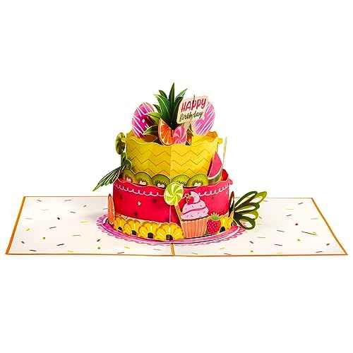 Tropical Birthday Cake Pop Up Card with Keepsake