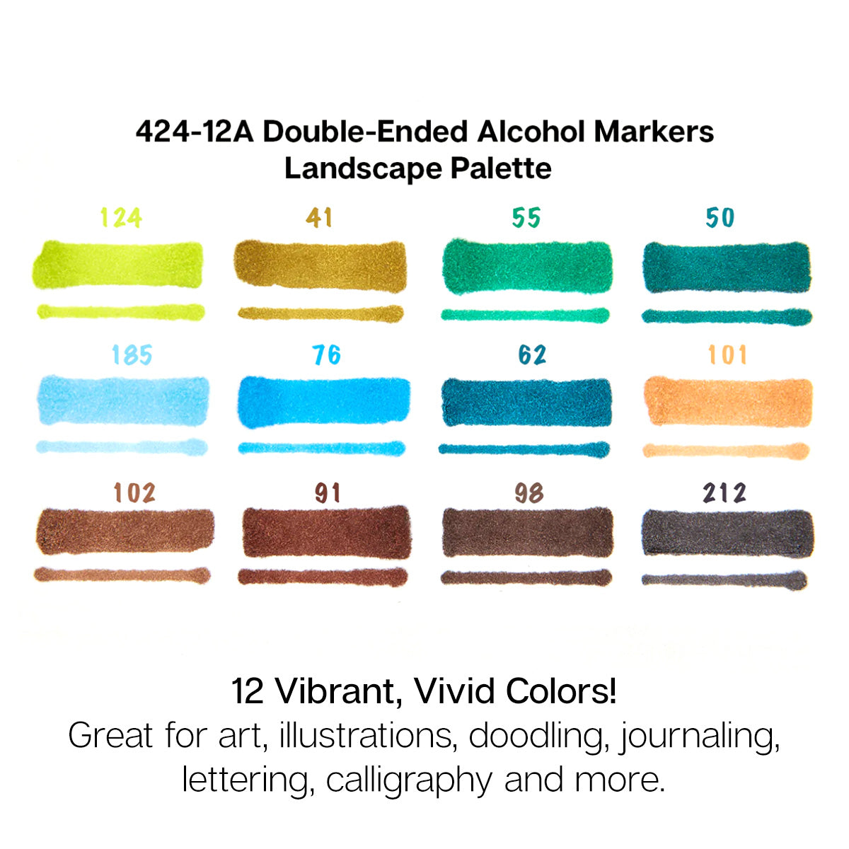 PRO Double-Ended Alcohol Markers - 12 Landscape Colors