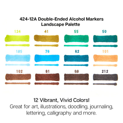 PRO Double-Ended Alcohol Markers - 12 Landscape Colors
