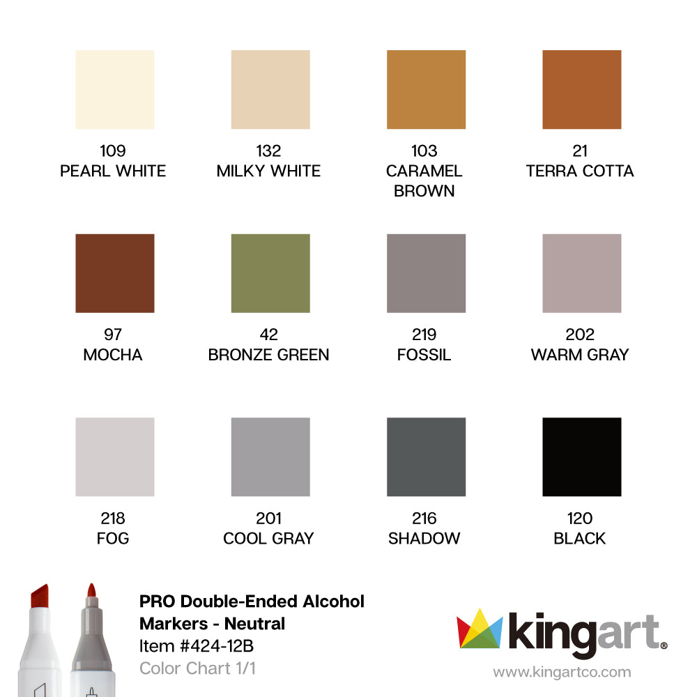 PRO Double-Ended Alcohol Markers - 12 Neutral Colors