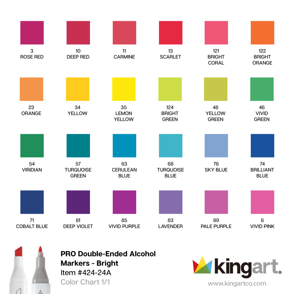 PRO Double-Ended Alcohol Markers - 24 Bright Colors