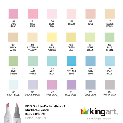 PRO Double-Ended Alcohol Markers - 24 Pastel Colors