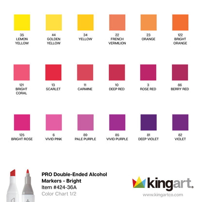 PRO Double-Ended Alcohol Markers - 36 Bright Colors