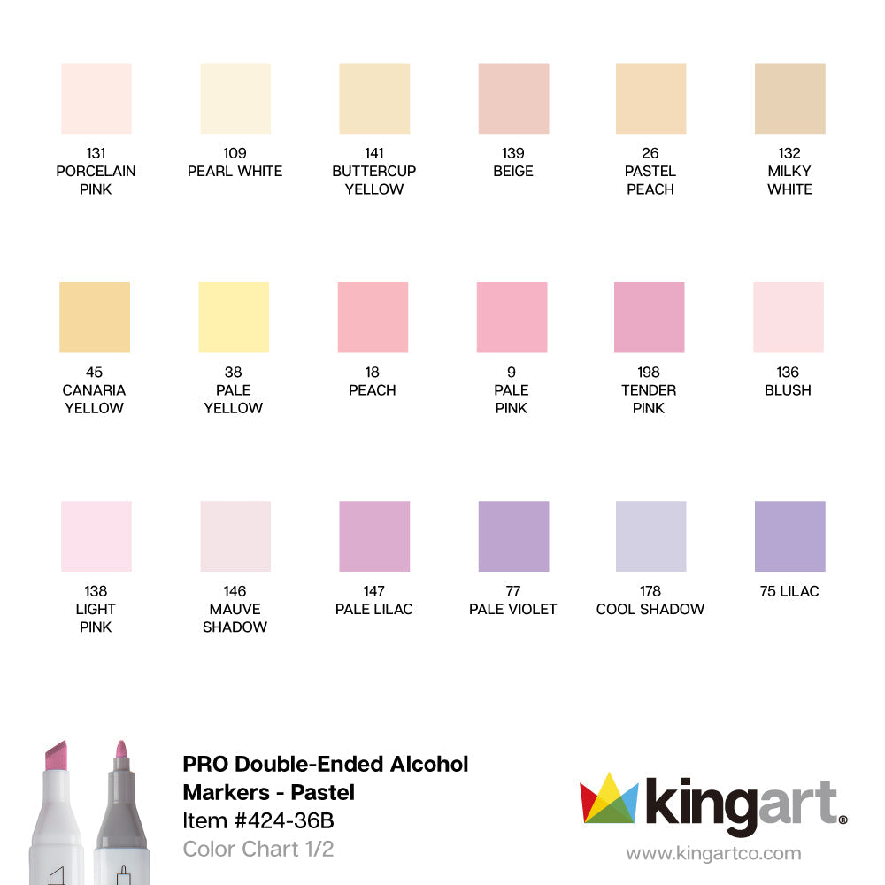 PRO Double-Ended Alcohol Markers - 36 Pastel Colors