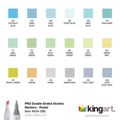 PRO Double-Ended Alcohol Markers - 36 Pastel Colors