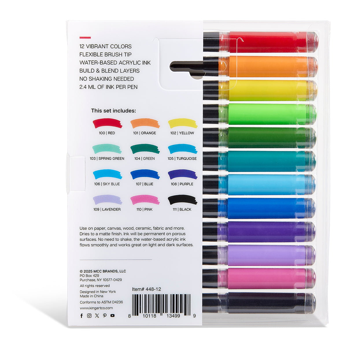 PRO Acrylic Paint Brush Pens - 12 Classic Colors