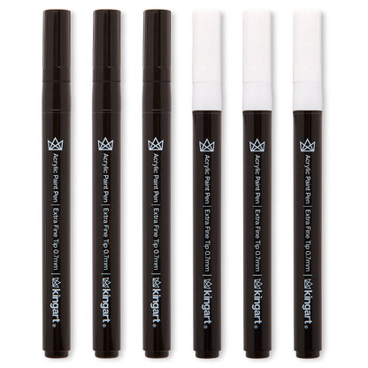 PRO Acrylic Paint Pens Extra Fine - Black & White 6 pc