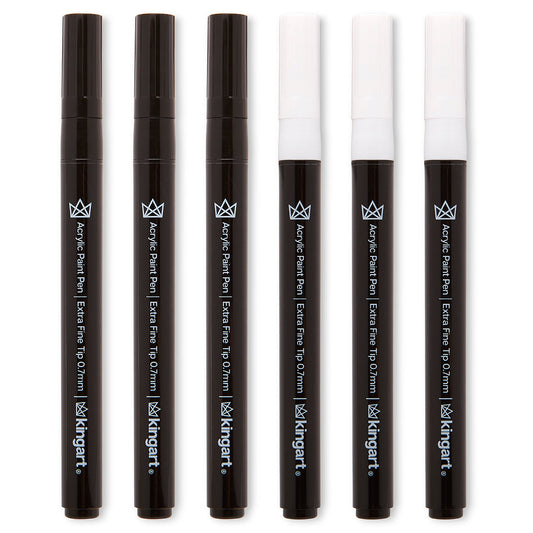 PRO Acrylic Paint Pens Extra Fine - Black & White 6 pc