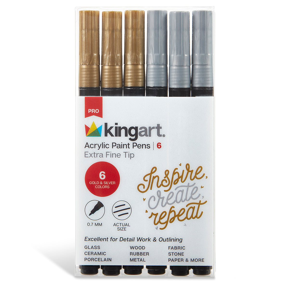 PRO Acrylic Paint Pens Extra Fine - Silver & Gold 6 pc