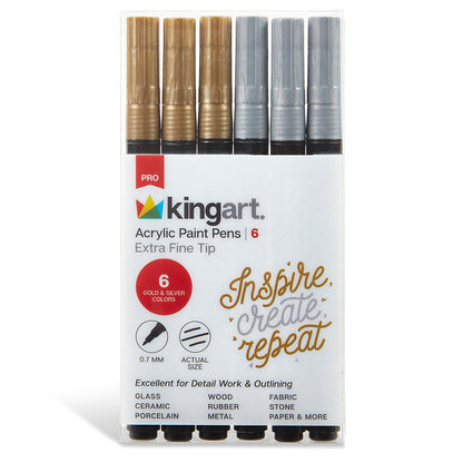 PRO Acrylic Paint Pens Extra Fine - Silver & Gold 6 pc