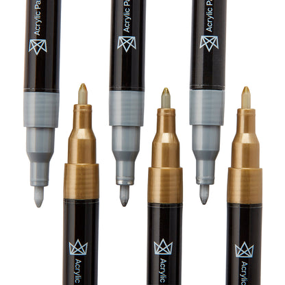 PRO Acrylic Paint Pens Extra Fine - Silver & Gold 6 pc