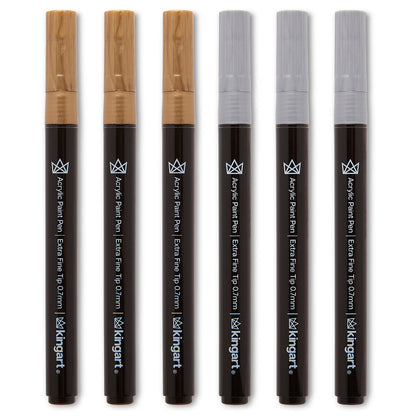 PRO Acrylic Paint Pens Extra Fine - Silver & Gold 6 pc