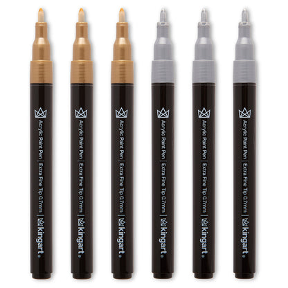 PRO Acrylic Paint Pens Extra Fine - Silver & Gold 6 pc