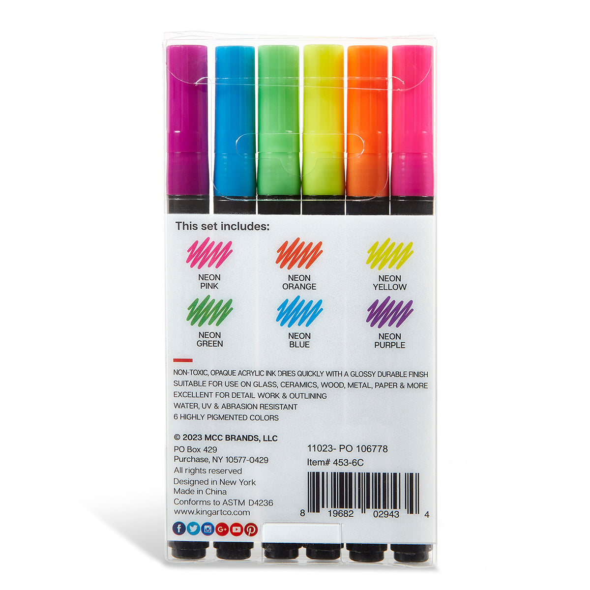 PRO Acrylic Paint Pens Extra Fine - Neon Colors 6 pc