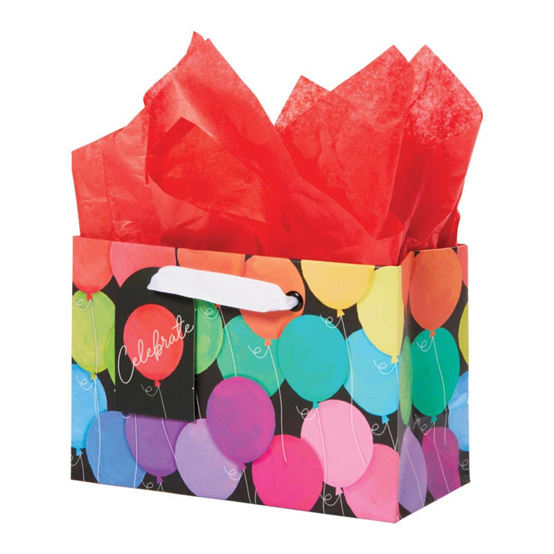 Rainbow Balloons Gift Bag - Petite Square