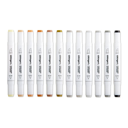 PRO Double-Ended Alcohol Markers - 12 Neutral Colors