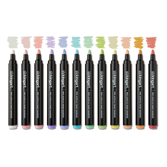 PRO Acrylic Paint Markers - 2mm Bullet Tip - 12 Pastel Colors