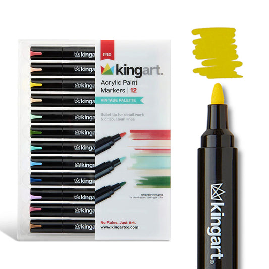 PRO Acrylic Paint Markers - 2mm Bullet Tip - 12 Vintage Colors